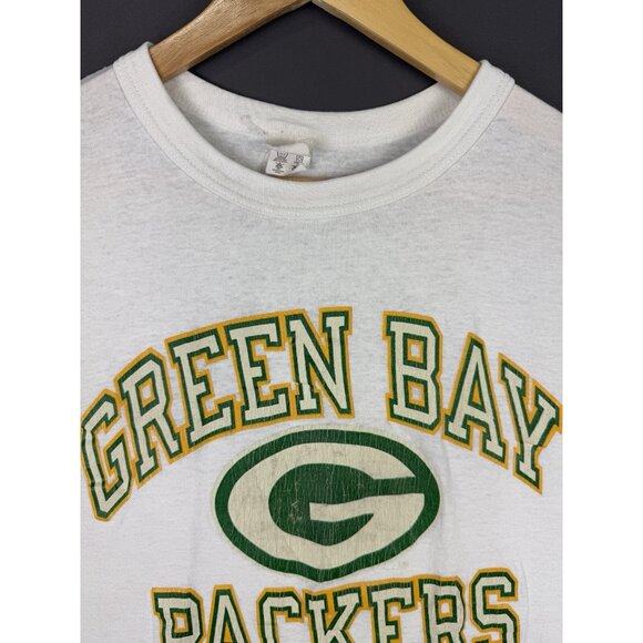 Vintage 90's Green Bay Packers NFL Football Shirt Rare White Single Stitch Large - Picture 3 of 15